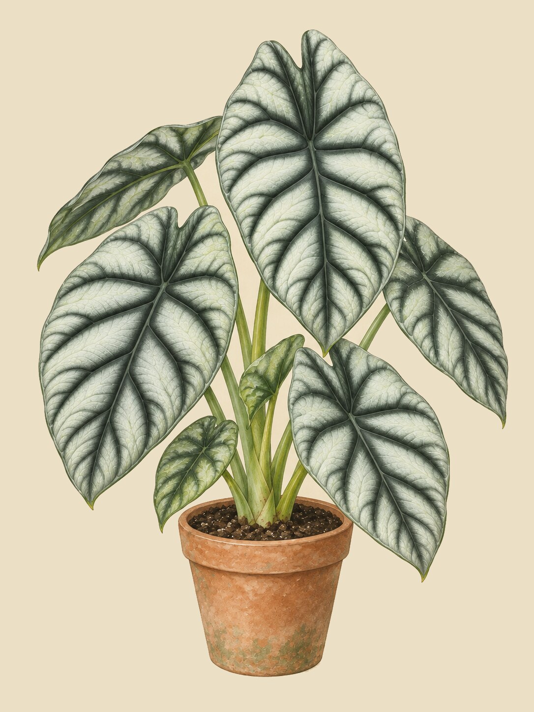 Alocasia baginda 'Silver Dragon'